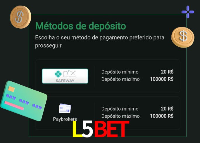 O cassino L5Bet oferece uma grande variedade de métodos de pagamento